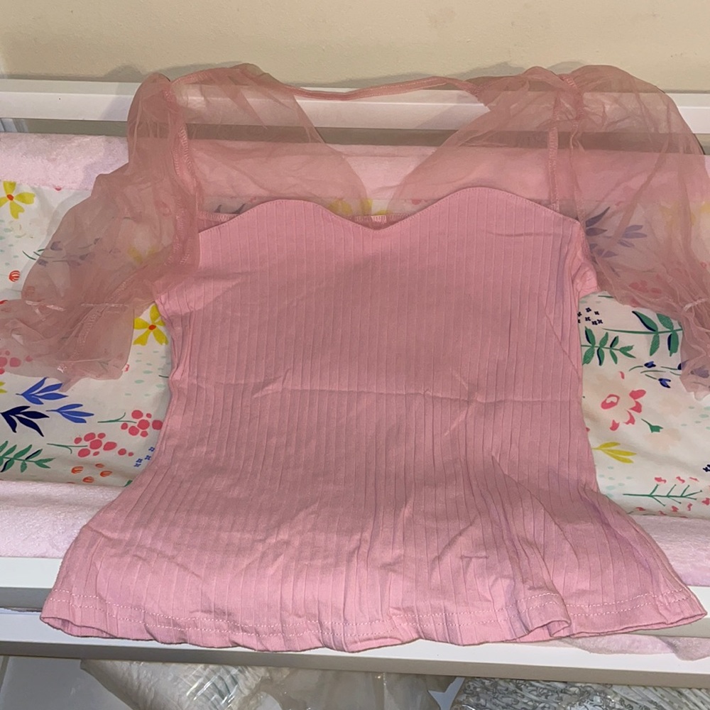 Pink mesh top